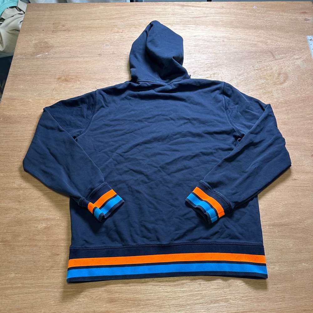 Psycho Bunny Mens XL Navy Blue Rainbow Logo Striped Pullover Hoodie Sweatshirt - Picture 7 of 7
